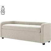 Wendy Storage Bench in Cream Recycled Fabric & Black Wood